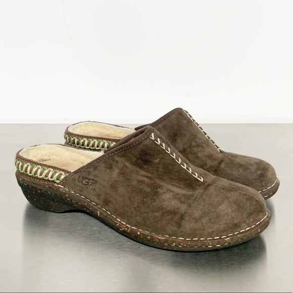 Ugg Kohala Brown Suede Shearling Clogs 
